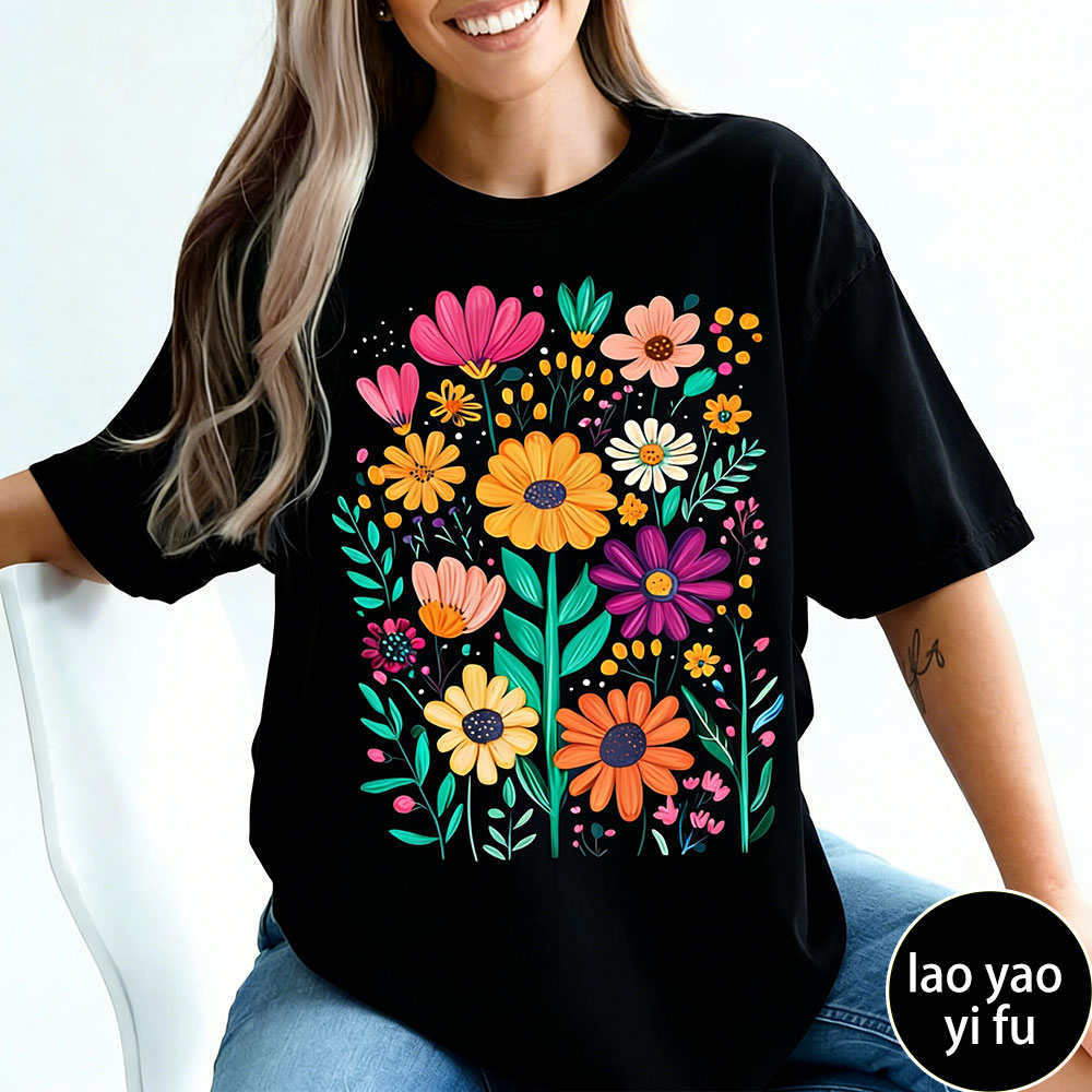 Summer Clothing Vibes - Boho Sommer Blumen Damen T-Shirt Retro