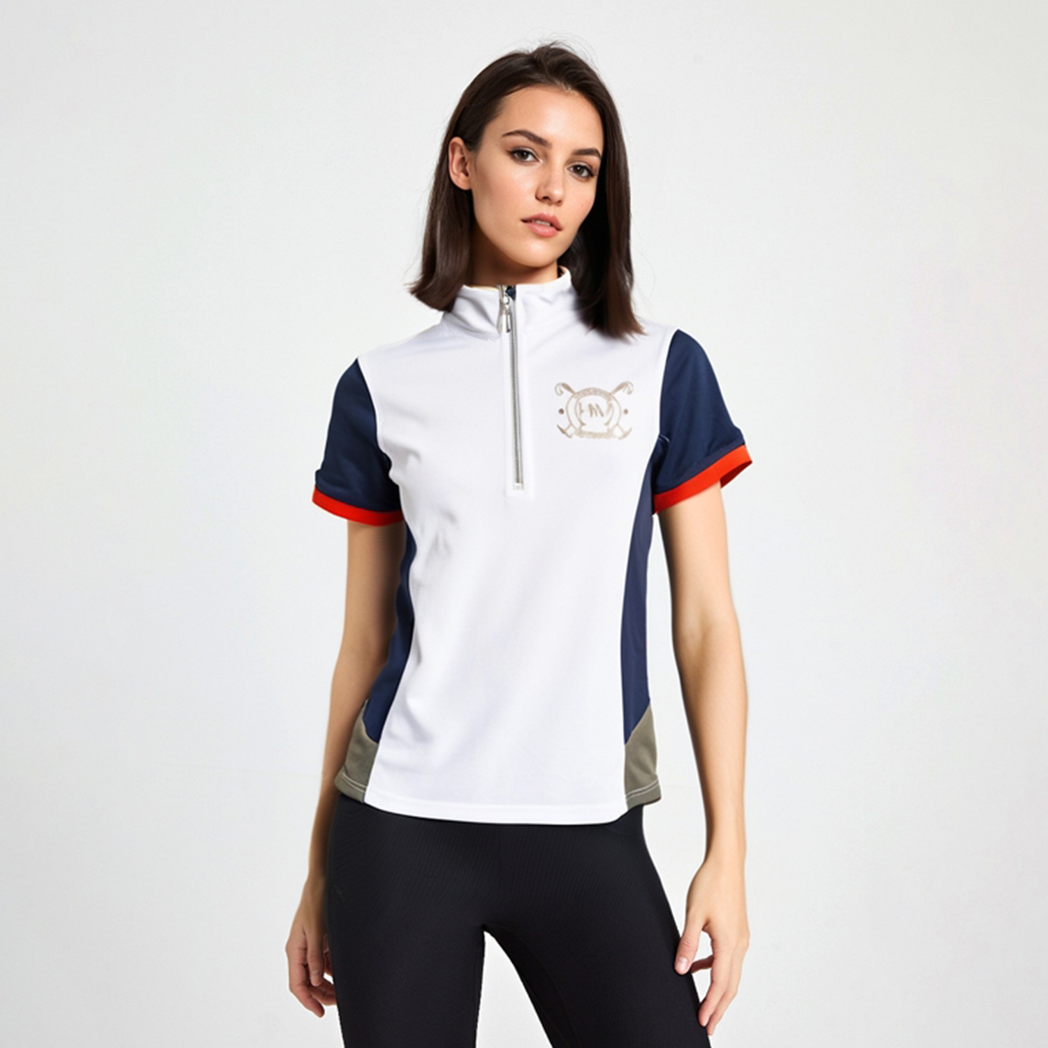 Summer Equestrian Clothing - Horseware Damen Stehkragen Raglan Kurzarm-Shirt Damen
