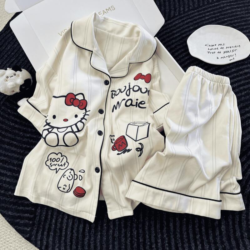 Summer Clothing For Teens - Koreanische Mode Damen Kurzarm-Shorts Pyjama Sommer