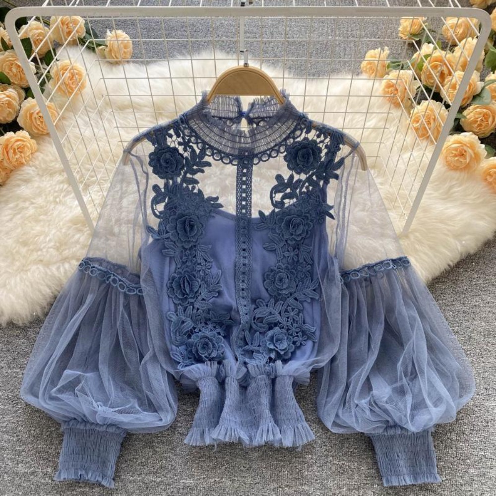 Summer Clothing Vintage - 2 Teile/satz Spitze Puff Langarm Bluse