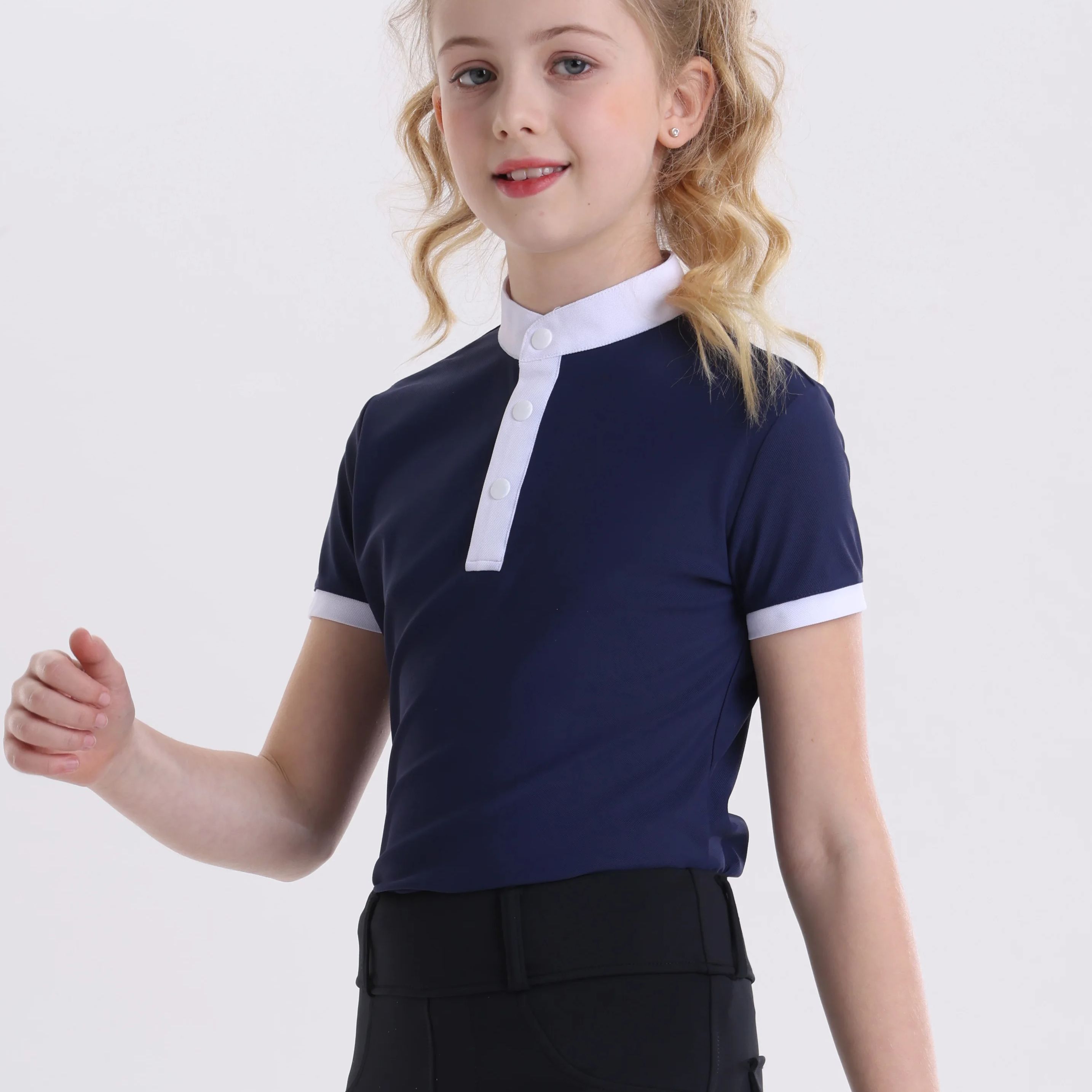 Summer Equestrian Clothing - Sommer-Kinder-Reitshirt mit Kurzen Ärmeln Kinderreitsportbekleidung Sommer-Kurzarmshirt
