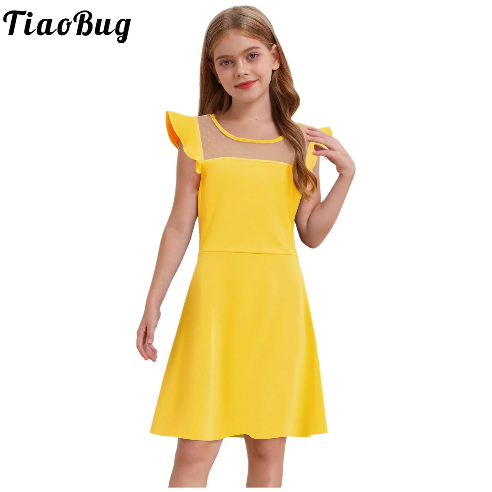 Summer Clothing For Teens - Sommerkleid für Teenager-Mädchen, Rüschenärmel, Punkte, durchsichtiges