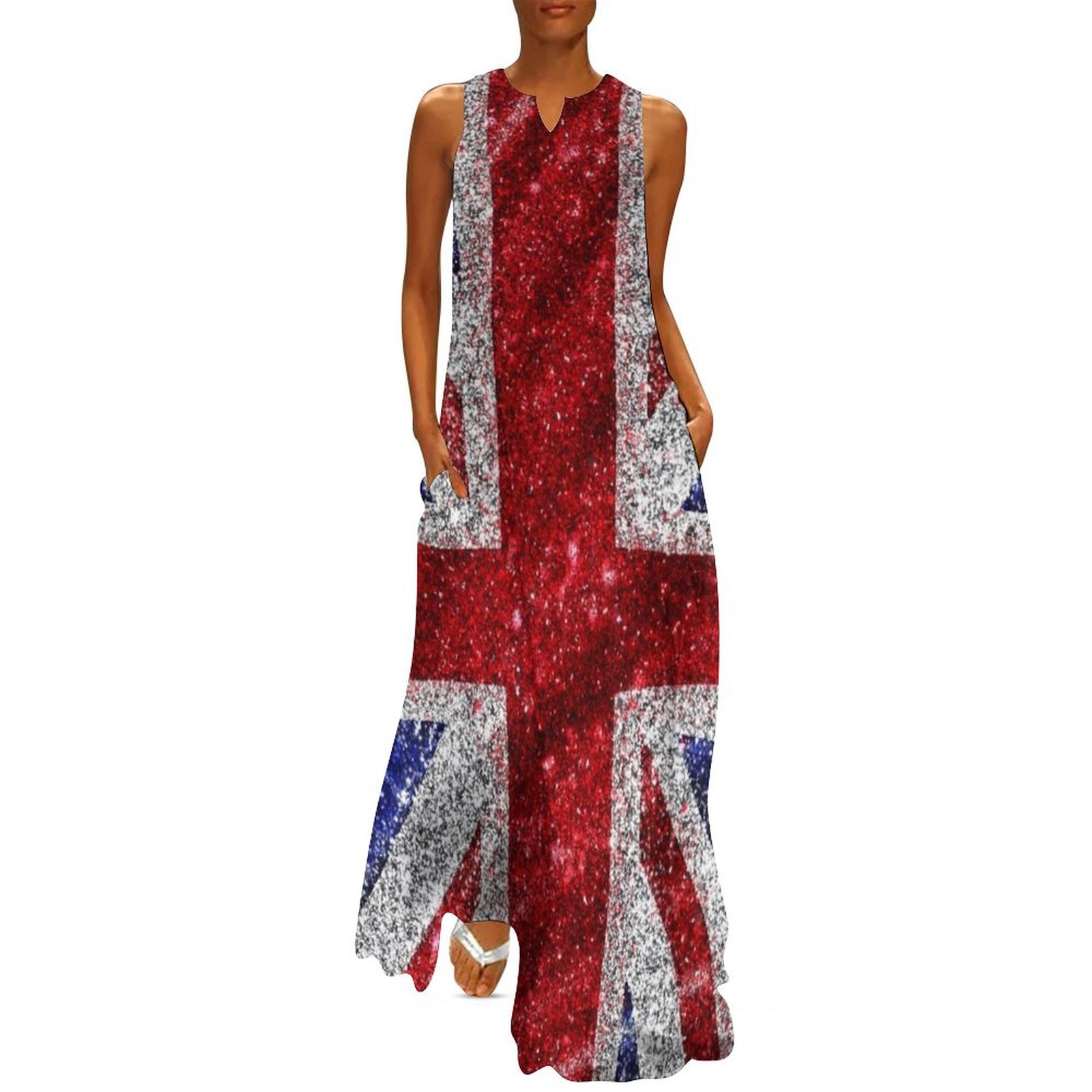 Summer Clothing Women Uk - Faux Glitter Union Jack Flag UK