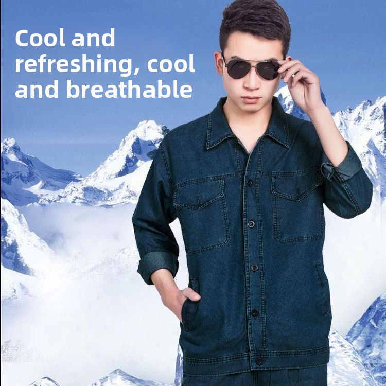 Summer Clothing Long Sleeve - Leichtes Sommer-Denim-Arbeitskleidungsset für Männer Atmungsaktive Baustellen-Schweißschutzkleidung