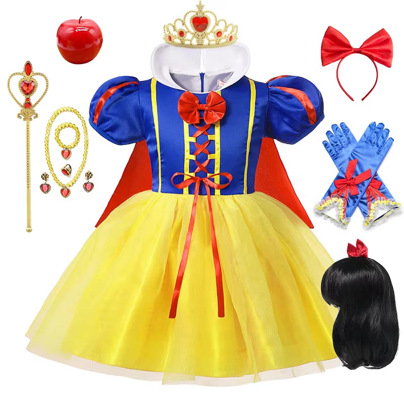 Summer Clothing Kids - Schneewittchen Prinzessinnenkleid Mädchenkostüm mit Umhang Kopfschmuck