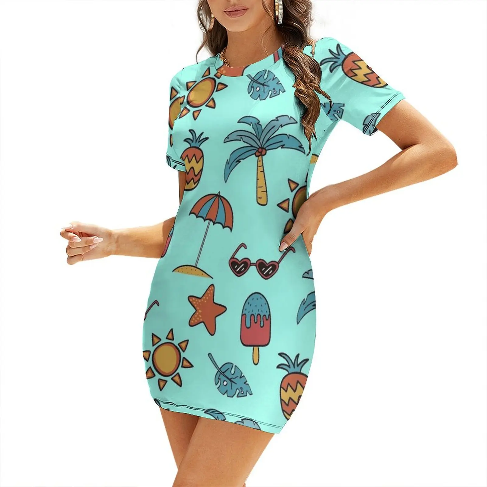 Summer Clothing Vibes - Sommerliche Stimmung Kurzärmeliges Kleid Damenbekleidung Sommerkleider