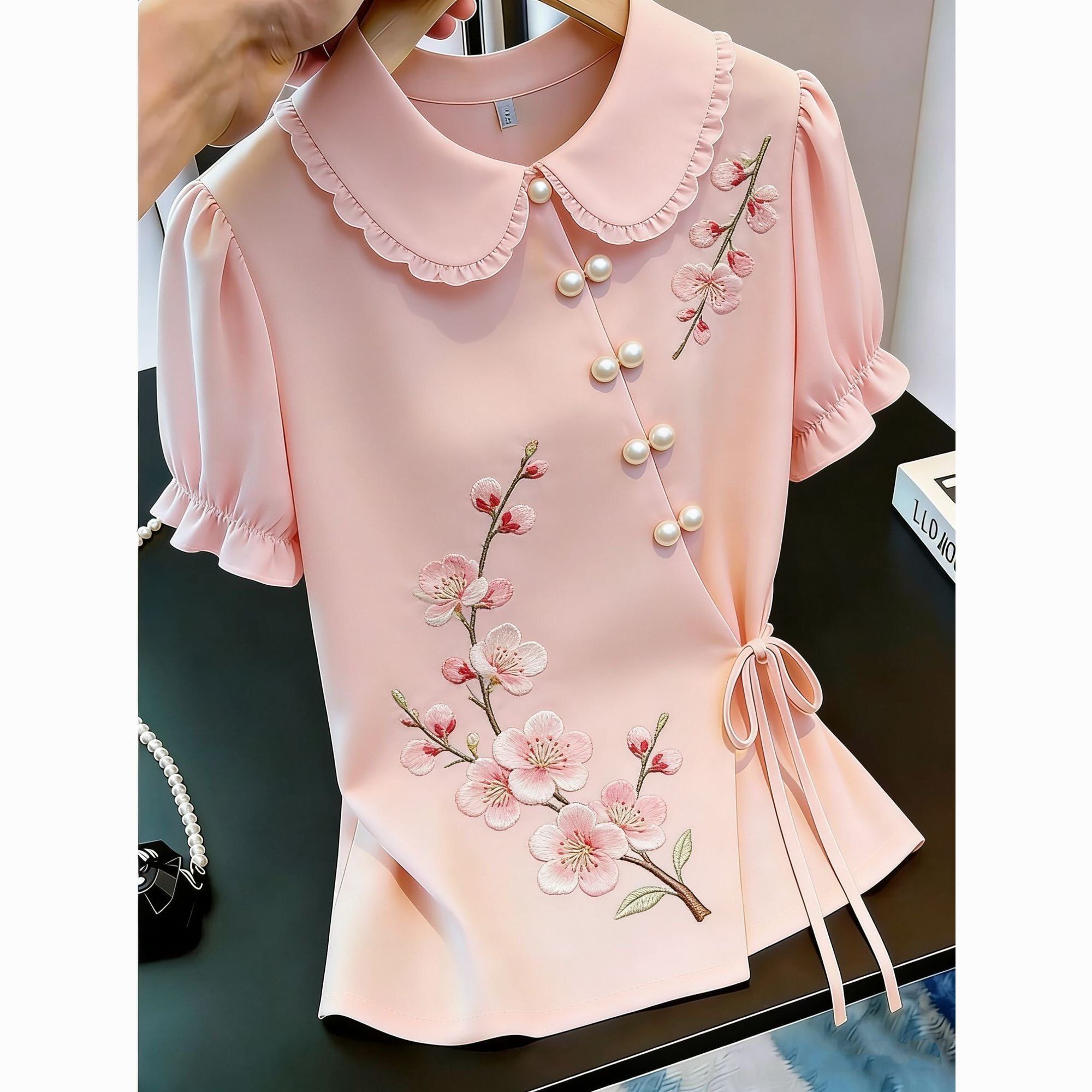 Tie Front Shirt - Chinesischer Stil Besticktes Schnürhemd 2026 Sommer