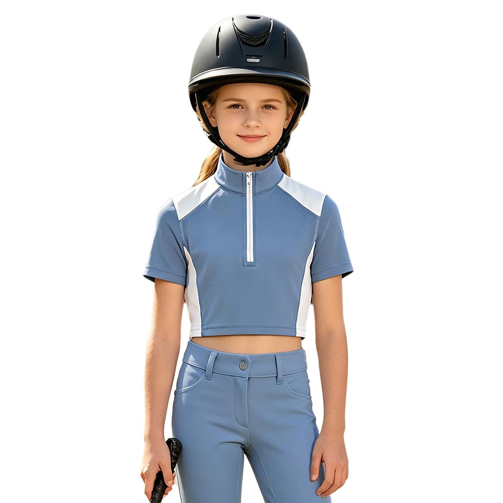 Summer Equestrian Clothing - Kinder Mädchen Reitshirt Reitbekleidung Kurzarm Halber