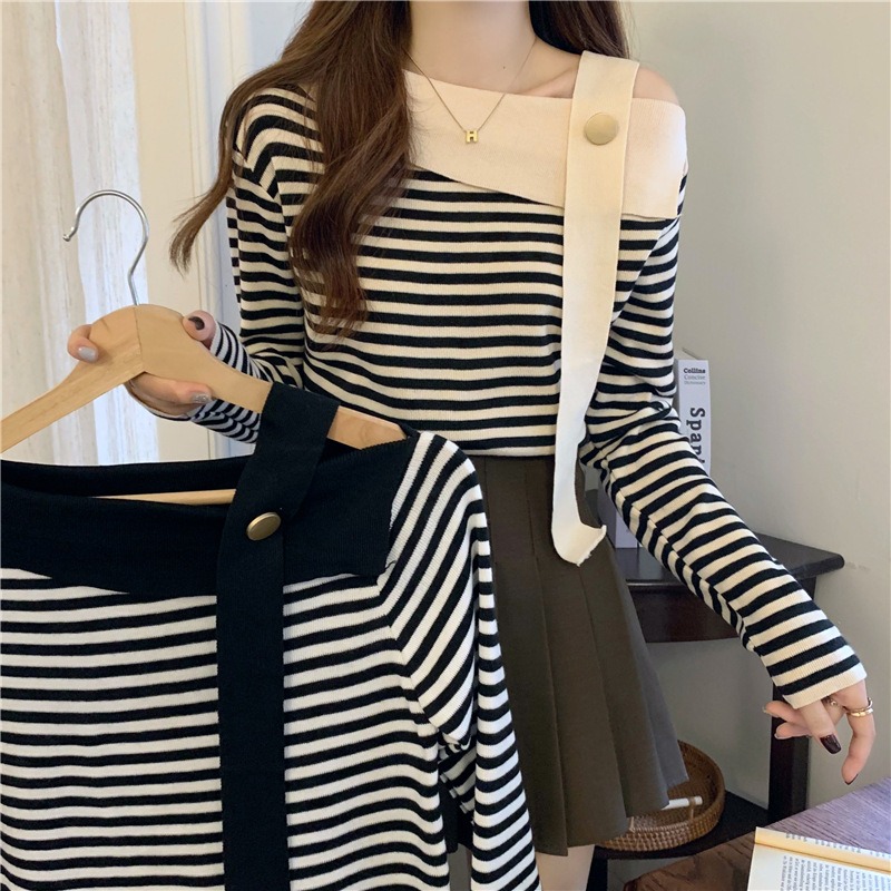 Summer Jumper Clothing - Frauen Sommer Pullover Koreanische Mode Gestreiften