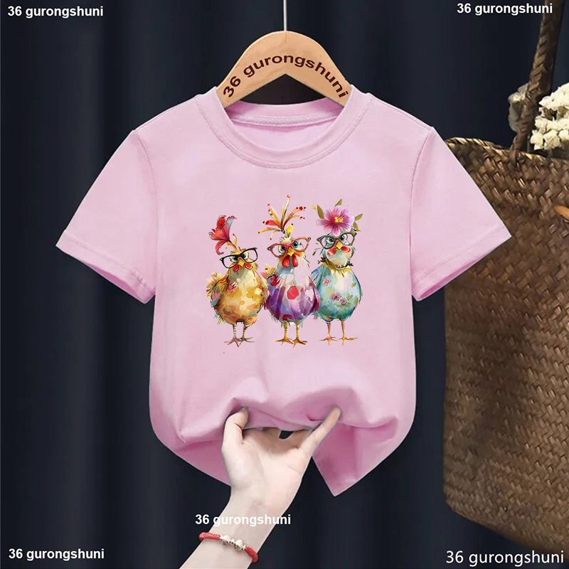 Summer Loving Kids Clothing - Schöne Huhn Blumen Gedruckt T Shirt