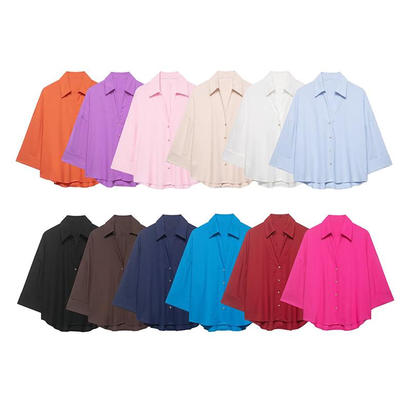 Tie Front Shirt - Damenhemden, modische, lockere Freizeithemden, Frühling, Sommer,