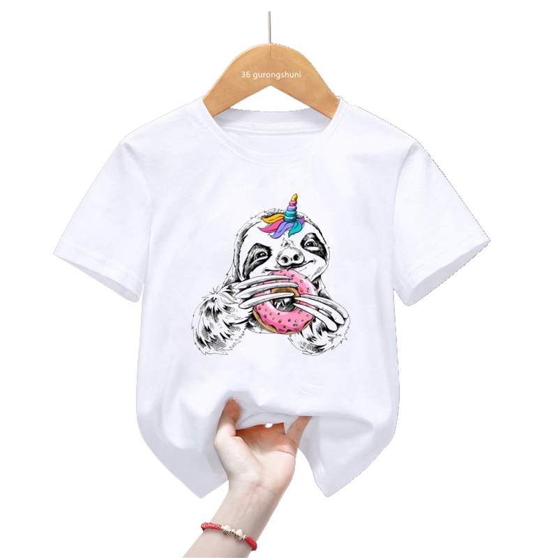 Summer Loving Kids Clothing - Einhorn Faultier Liebe Donuts Cartoon Druck