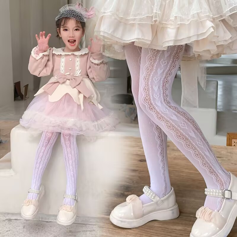 Summer Loving Kids Clothing - Sommer-Mädchenstrumpfhosen für Kinder mit Herzchen-Muster, Atmungsaktive