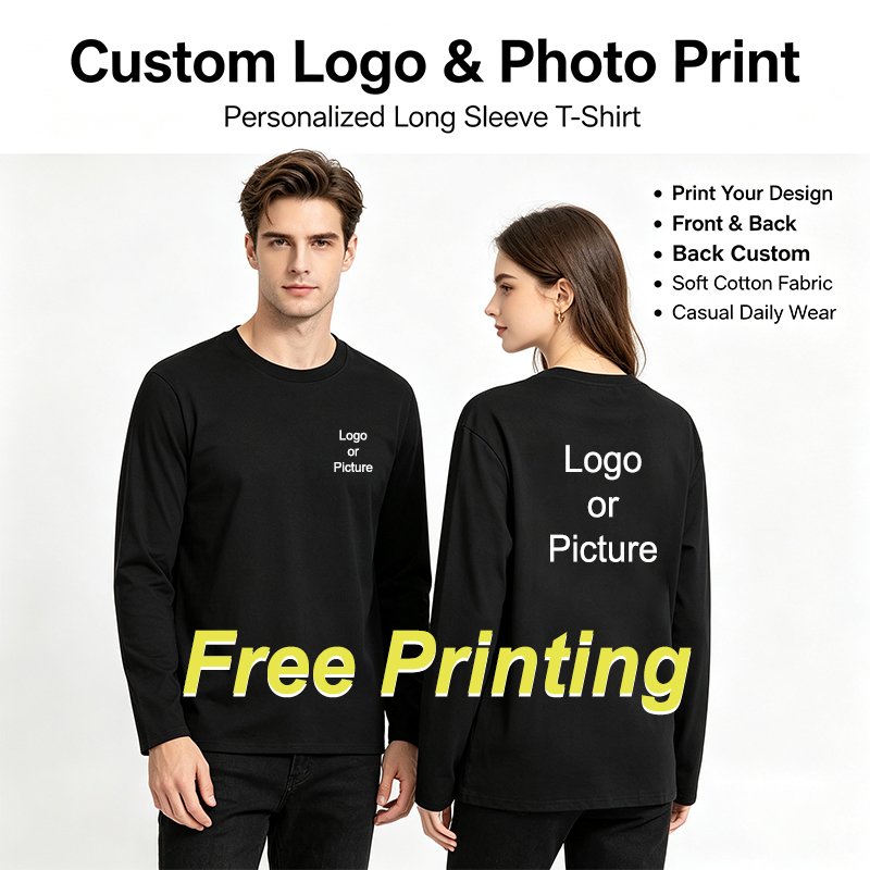 Summer Clothing Petite - Maßgeschneiderte Baumwoll-Langarm-T-Shirts für Herren, modische, bedruckte