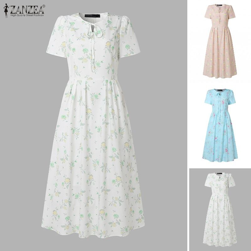 Sundress Midi Floral - ZANZEA Sommer Strand-Sonnenkleid Bohemian Urlaubskleider Damen