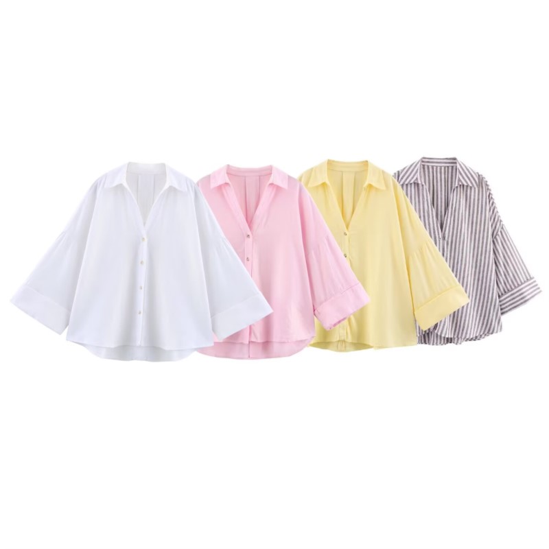 Tie Front Shirt - HipSeam Damen-Hemd mit weiten Ärmeln, Frühling,