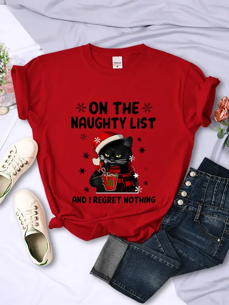 Summer Clothing List - WEIHNACHTEN Weibliche T-Shirts SANTA CAT ON