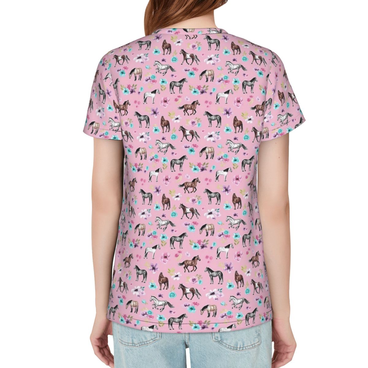 Pferde und Blumen auf Rosa, Re – Summer Equestrian Clothing Bewertung und Preis