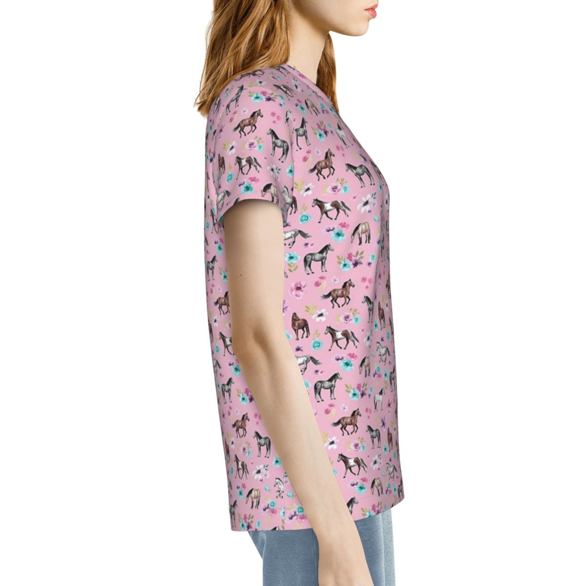 Pferde und Blumen auf Rosa, Re – Summer Equestrian Clothing Bewertung und Preis