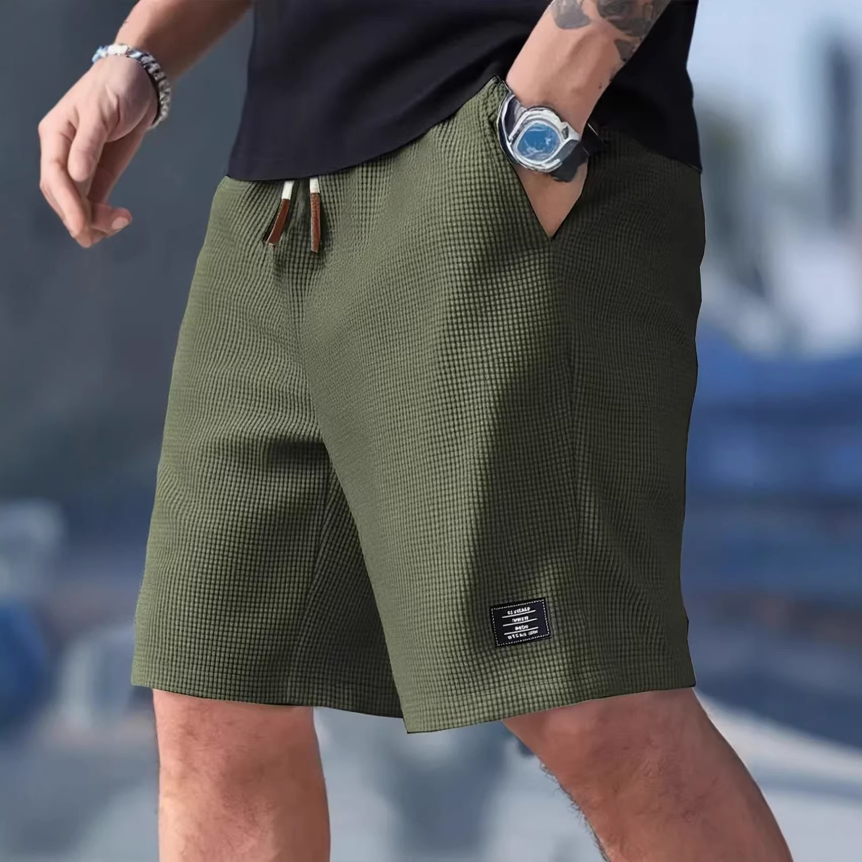 Herren-Shorts Schwarz Waffelst – Summer Clothing Deals Bewertung und Preis
