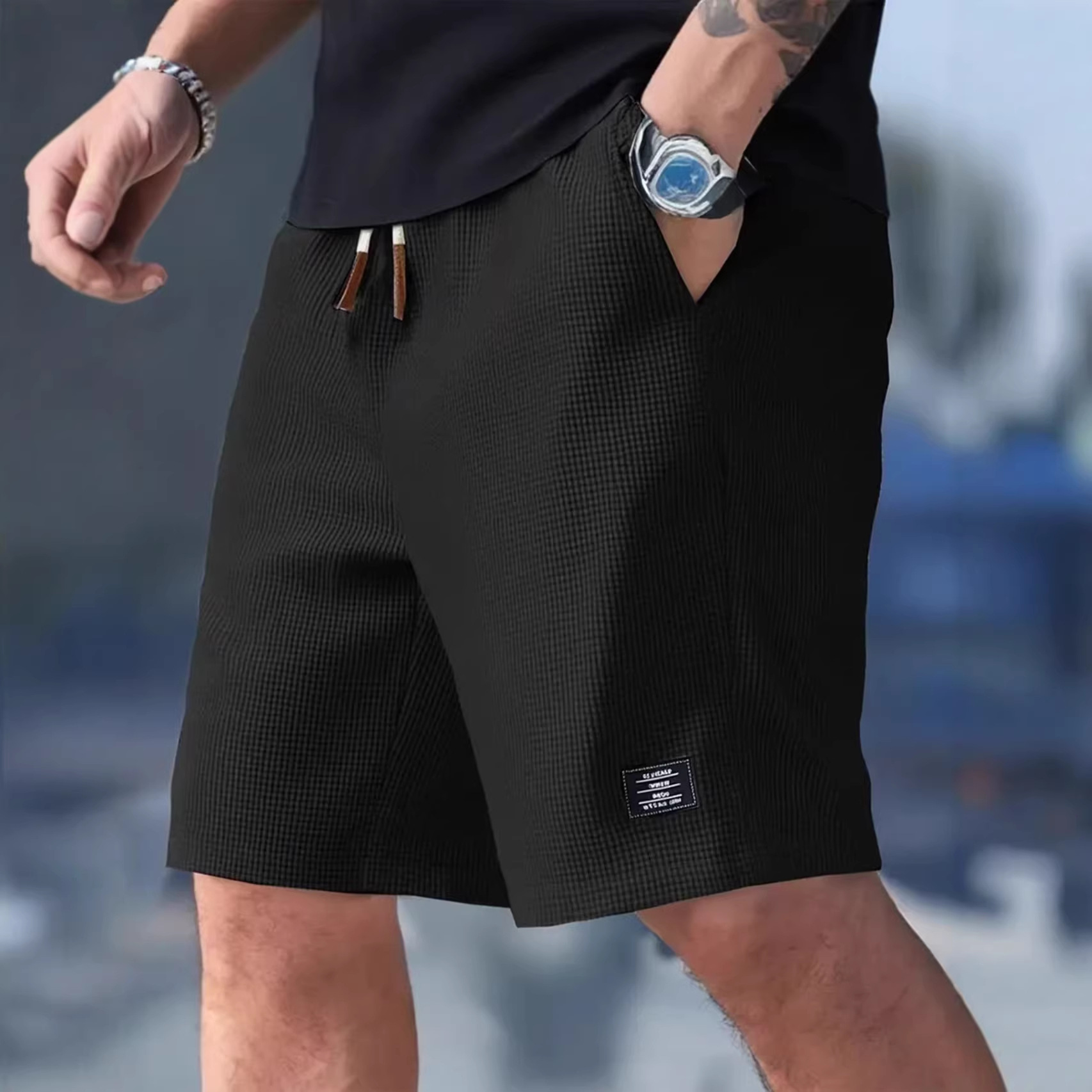 Herren-Shorts Schwarz Waffelst – Summer Clothing Deals Bewertung und Preis