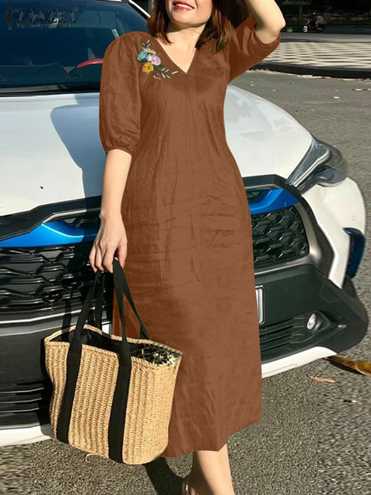 2024 ZANZEA Sommer Mode Frauen – Sundress Midi Floral Bewertung und Preis