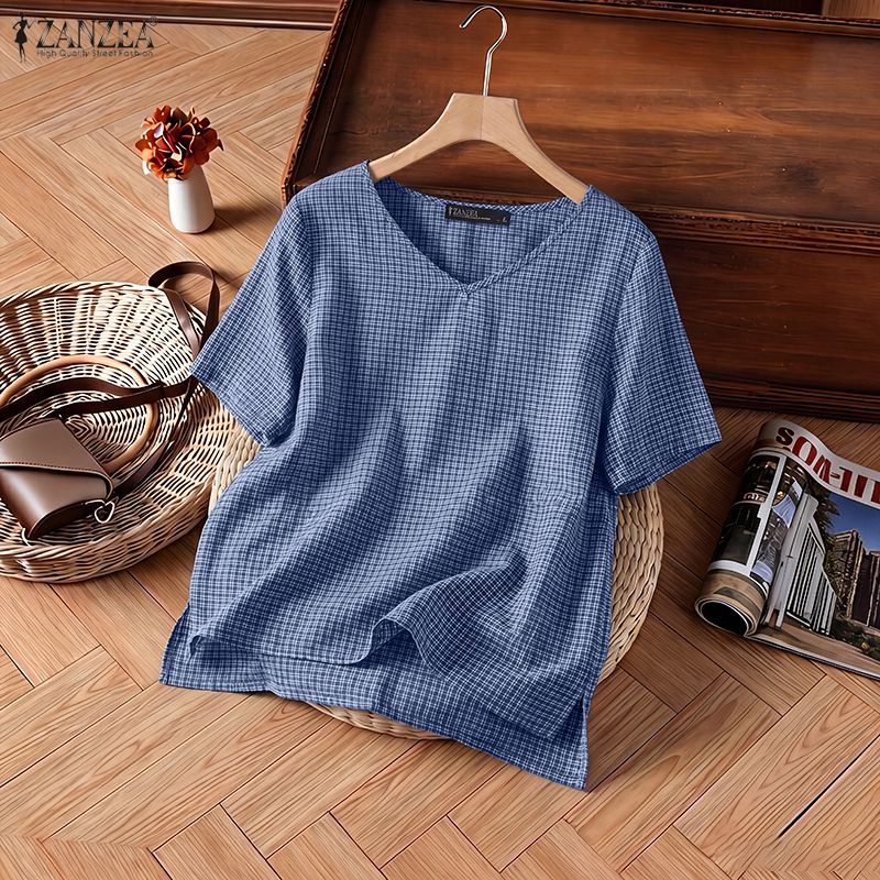 Damen Sommer Kurzarm Karierte  – Summer Clothing Wear Bewertung und Preis