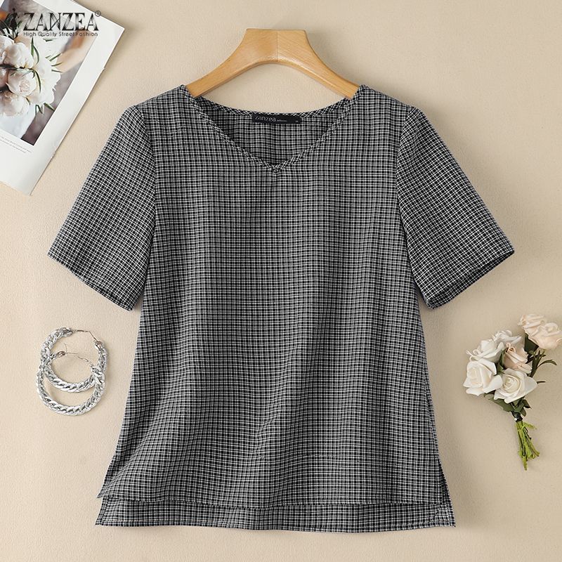 Damen Sommer Kurzarm Karierte  – Summer Clothing Wear Bewertung und Preis