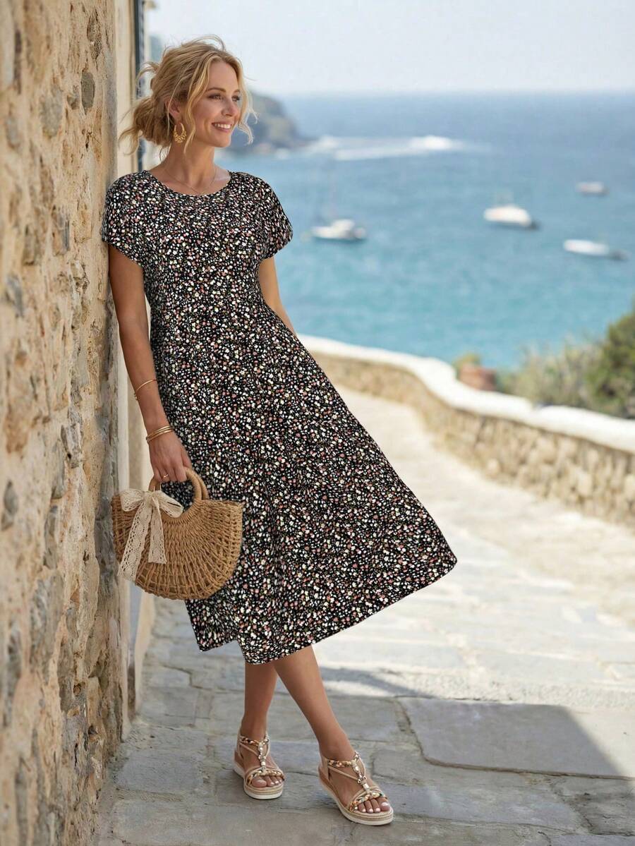 Faunlyn Damen Freizeitkleid mi – Sundress Midi Floral Bewertung und Preis