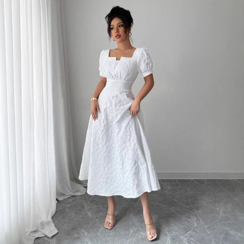 Damen Weißes Geprägtes Blumen- – Sundress Midi Floral Bewertung und Preis