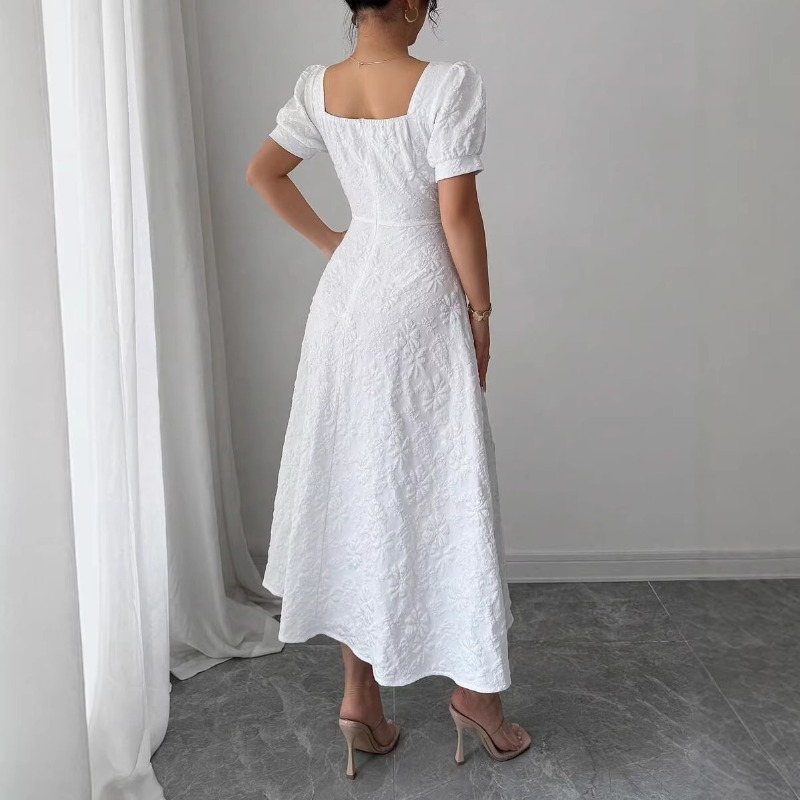 Damen Weißes Geprägtes Blumen- – Sundress Midi Floral Bewertung und Preis
