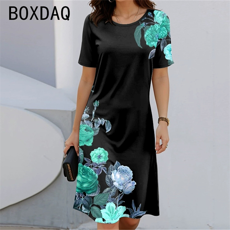 Böhmischen Stil Kurzarm Rundha – Sundress Midi Floral Bewertung und Preis