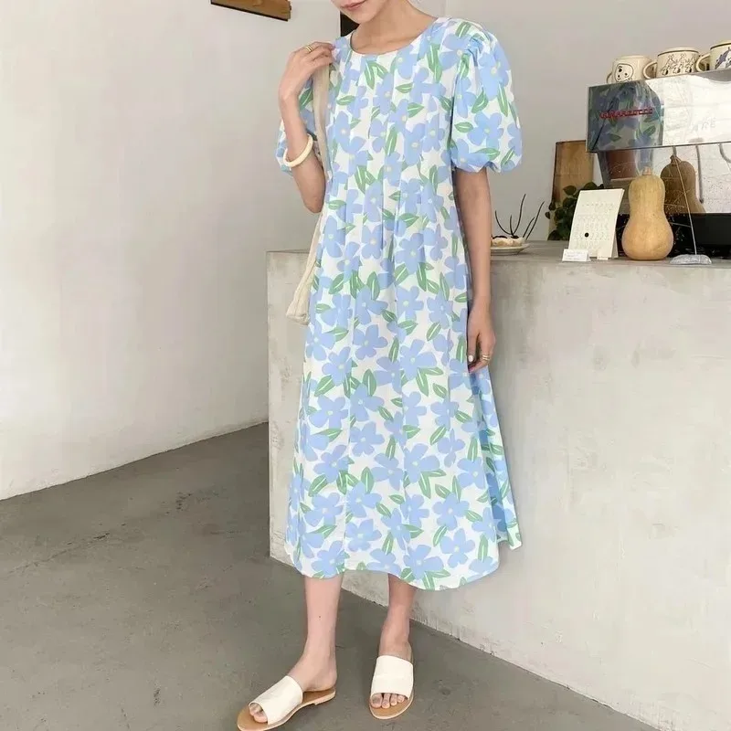 Sommer Runde Kragen Hohe Taill – Sundress Midi Floral Bewertung und Preis