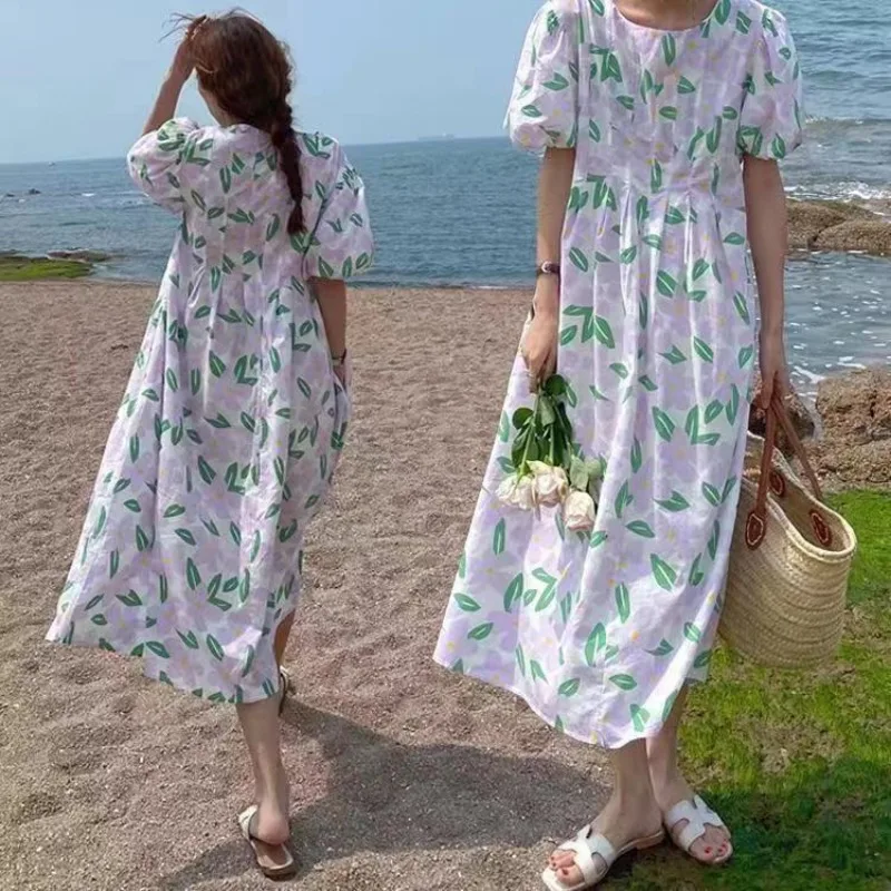 Sommer Runde Kragen Hohe Taill – Sundress Midi Floral Bewertung und Preis