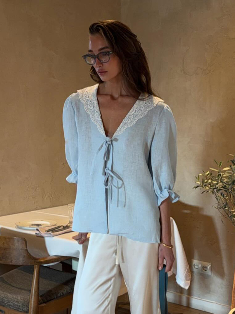 Llinar Französische V-Ausschni – Tie Front Shirt Bewertung und Preis