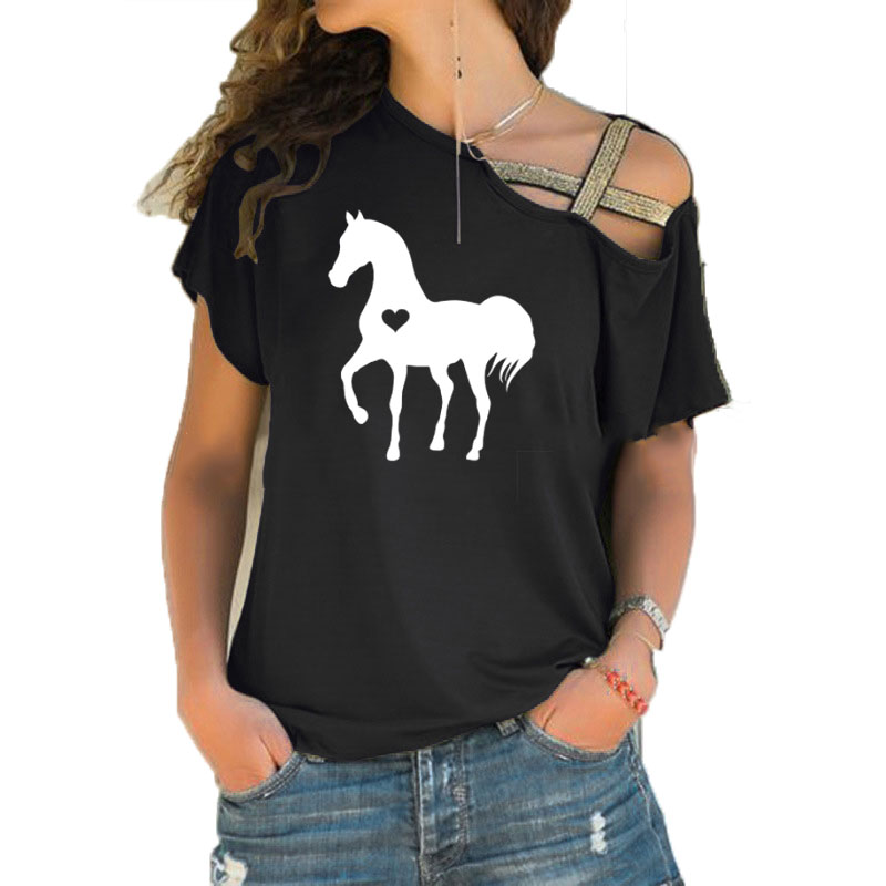 Sommer Neue Herz pferd t-shirt – Summer Equestrian Clothing Bewertung und Preis