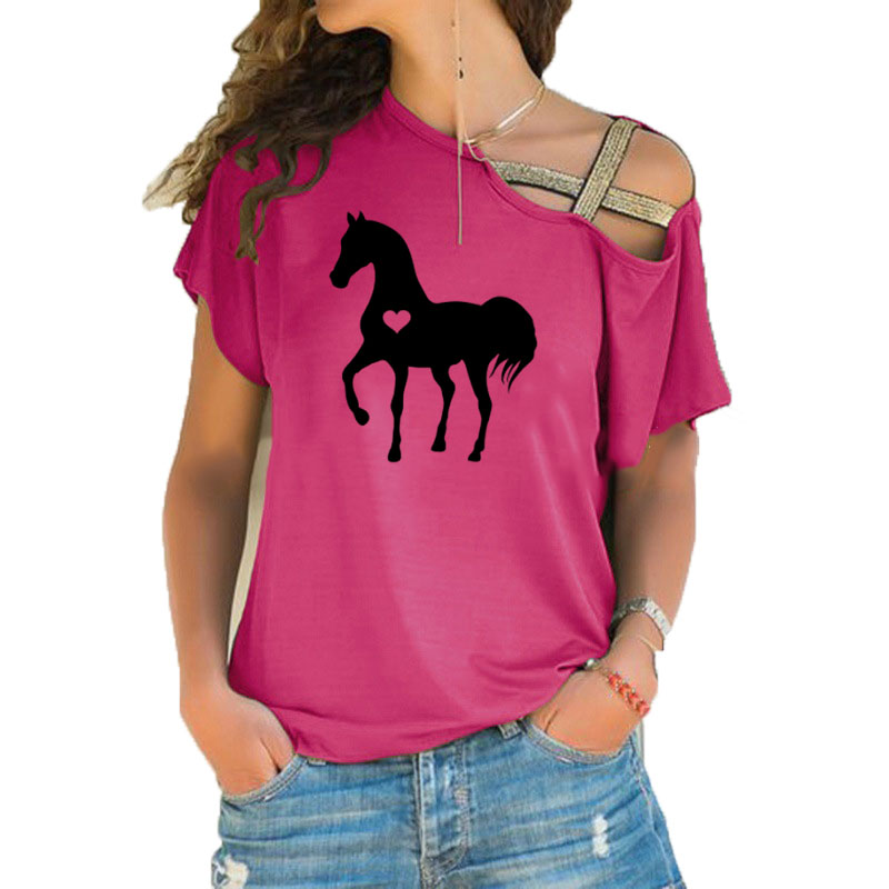 Sommer Neue Herz pferd t-shirt – Summer Equestrian Clothing Bewertung und Preis
