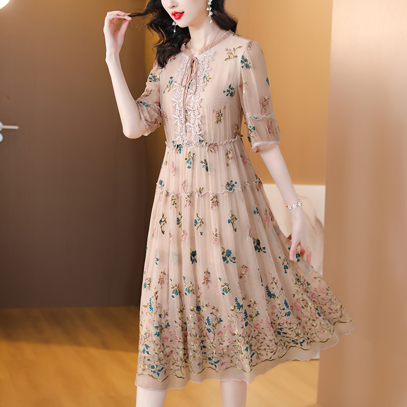 Frauen Blumen natur seide Stic – Sundress Midi Floral Bewertung und Preis