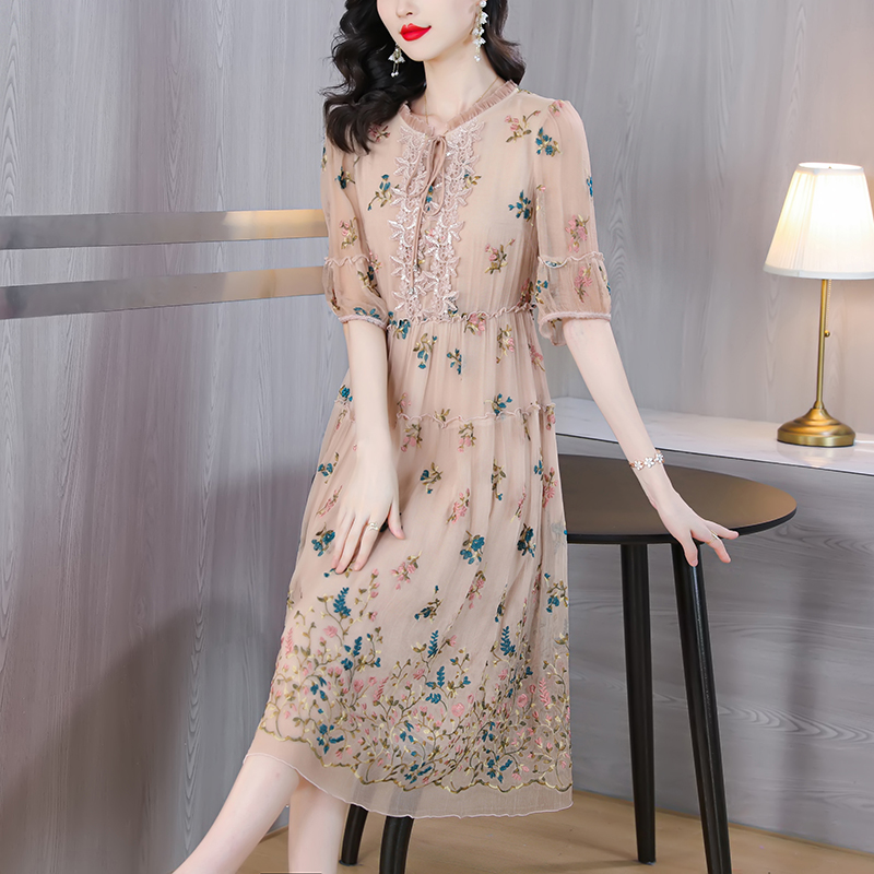 Frauen Blumen natur seide Stic – Sundress Midi Floral Bewertung und Preis