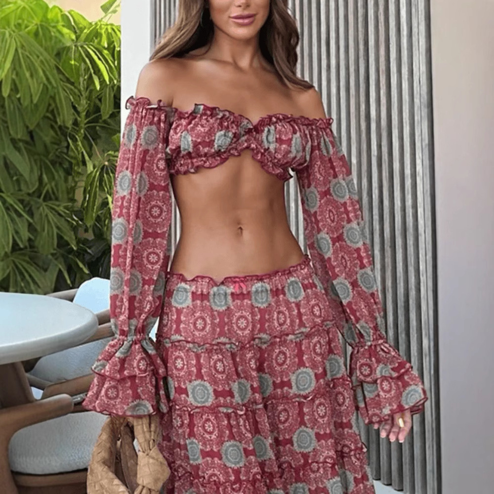 Vintage-Print Rock Zweiteiler  – Summer Clothing Vintage Bewertung und Preis